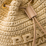 Crochet and leather mini-bucket bag