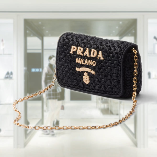 Woven fabric shoulder bag
