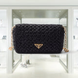 Woven fabric shoulder bag