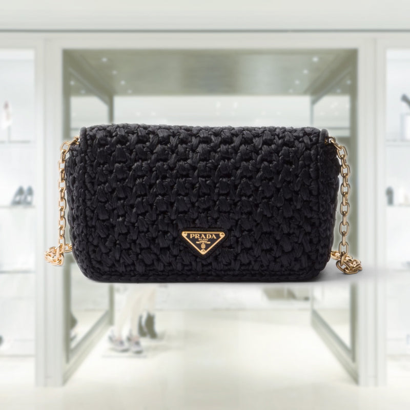 Woven fabric shoulder bag