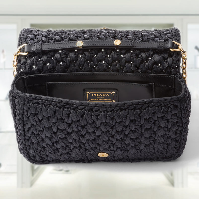 Woven fabric shoulder bag