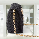 Woven fabric shoulder bag