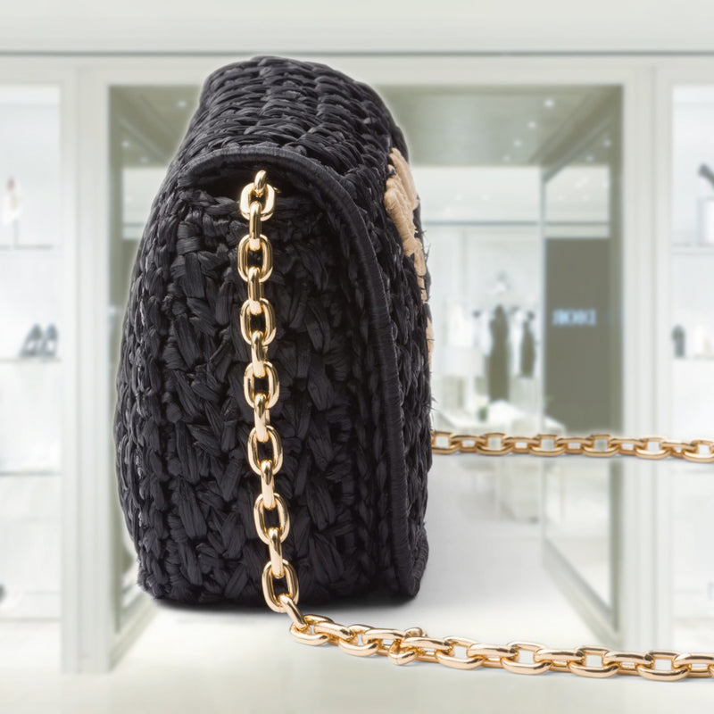 Woven fabric shoulder bag