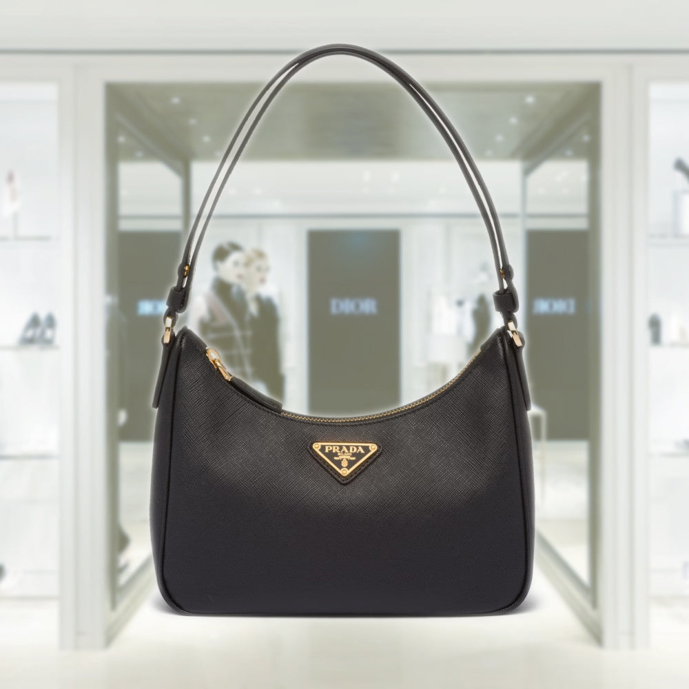 ハンドバッグ PRADA 1BC204_NZV RE-EDITION SAFFIANO LEATHER MNI BAG Black Prada Re-edition Saffiano Leather Mini-bag | PRADA
