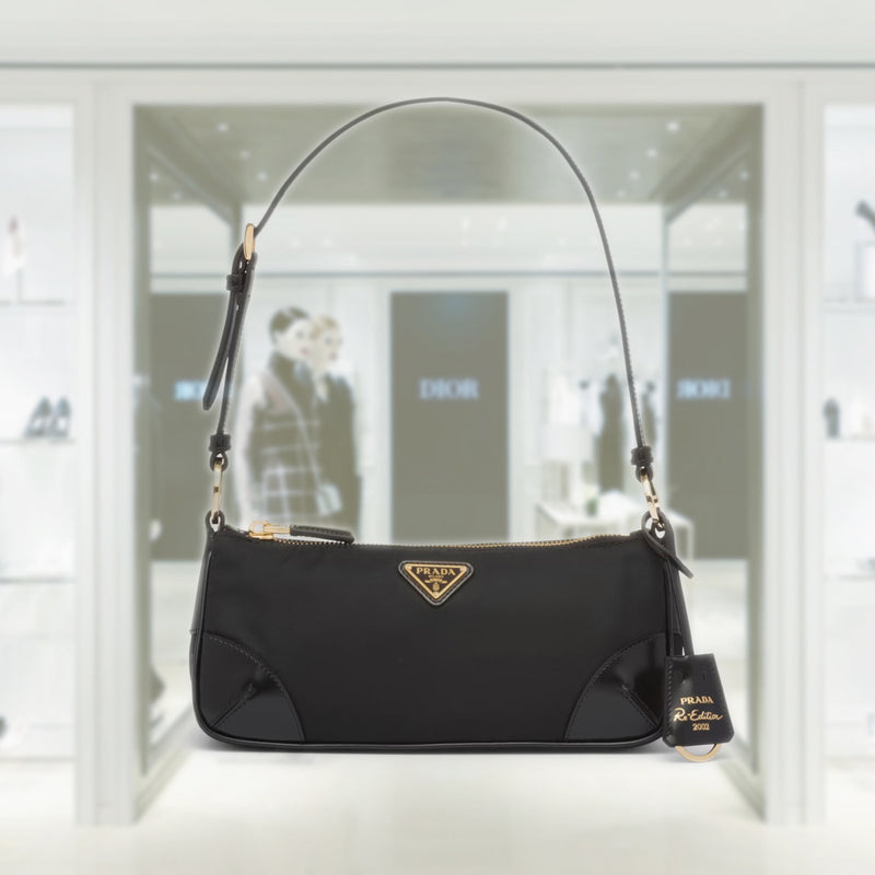 Re-Edition 2002 Re-Nylon and brushed leather shoulder bag
