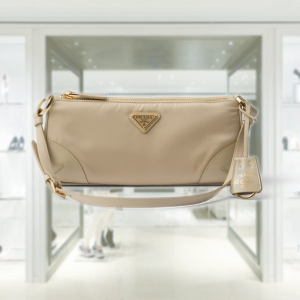 Re-Edition 2002 Re-Nylon and brushed leather shoulder bag