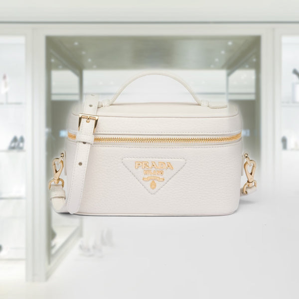 Prada Gray Calfskin and Saffiano Leather Sidonie Bag