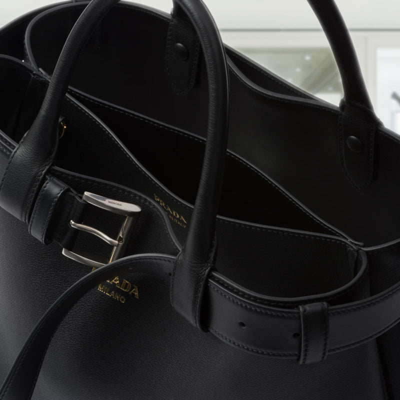 Prada Buckle medium leather handbag with belt