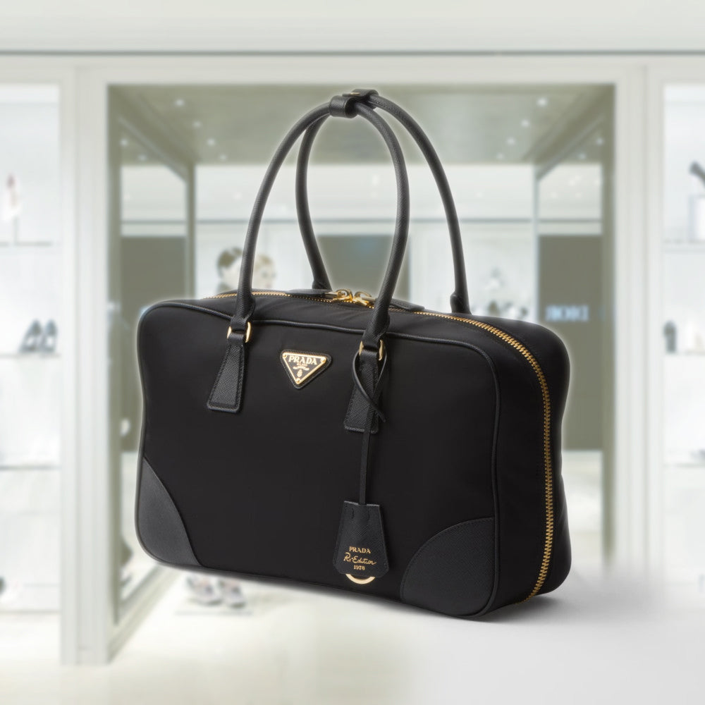ハンドバッグ Re-Edition 1978 Large Nylon&Saffiano Leather Two-Handle Bag Black Prada Re-edition 1978 Large Re-nylon And Saffiano