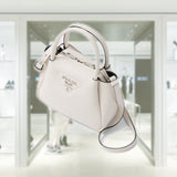 Leather mini handbag with zipper closure