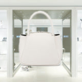 Leather mini handbag with zipper closure