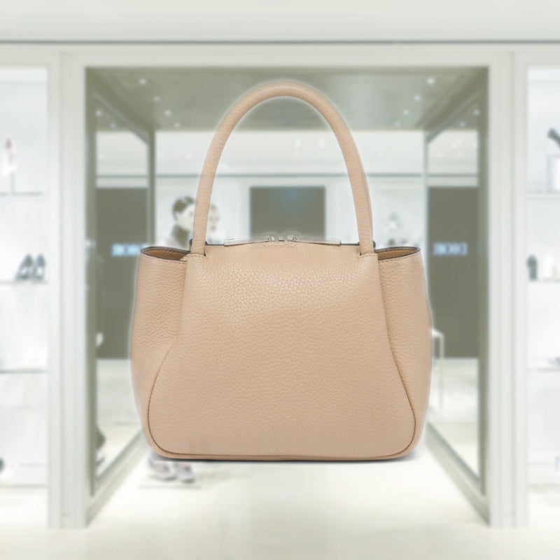 Leather mini handbag with zipper closure