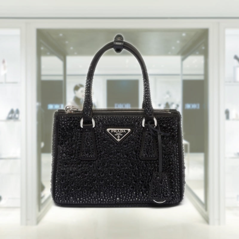 Prada Galleria satin mini-bag with crystals