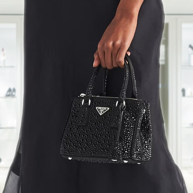 Prada Galleria satin mini-bag with crystals