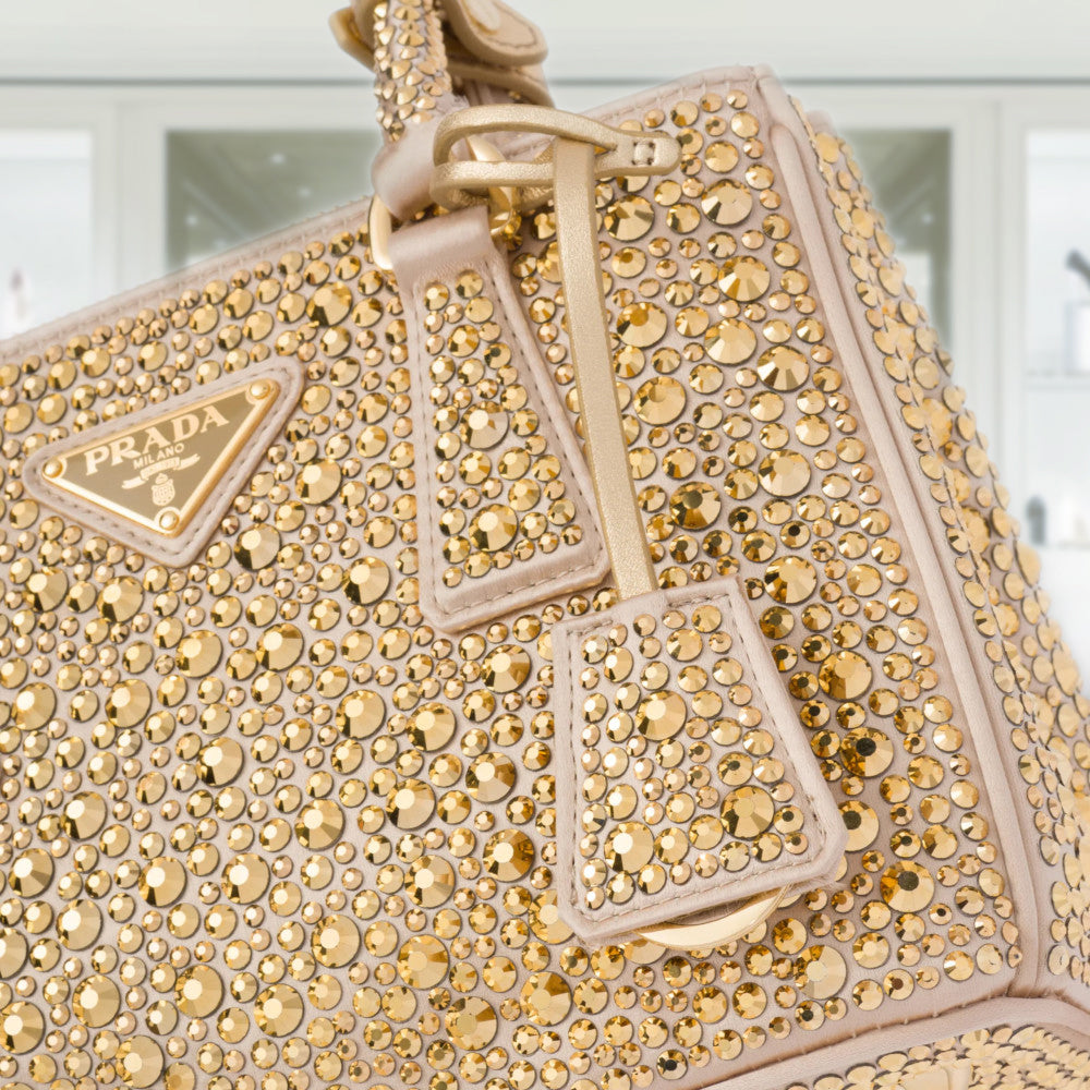 ショルダーバッグ・ポシェット PRADA 1BA907_2AWL_F063R GALLERIA SATIN MICRO BAG+CRYSTALS Metal Prada Galleria satin micro-bag with decorations | PRADA