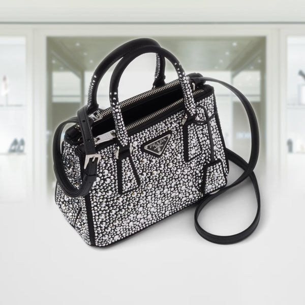 Prada Galleria satin mini-bag with crystals