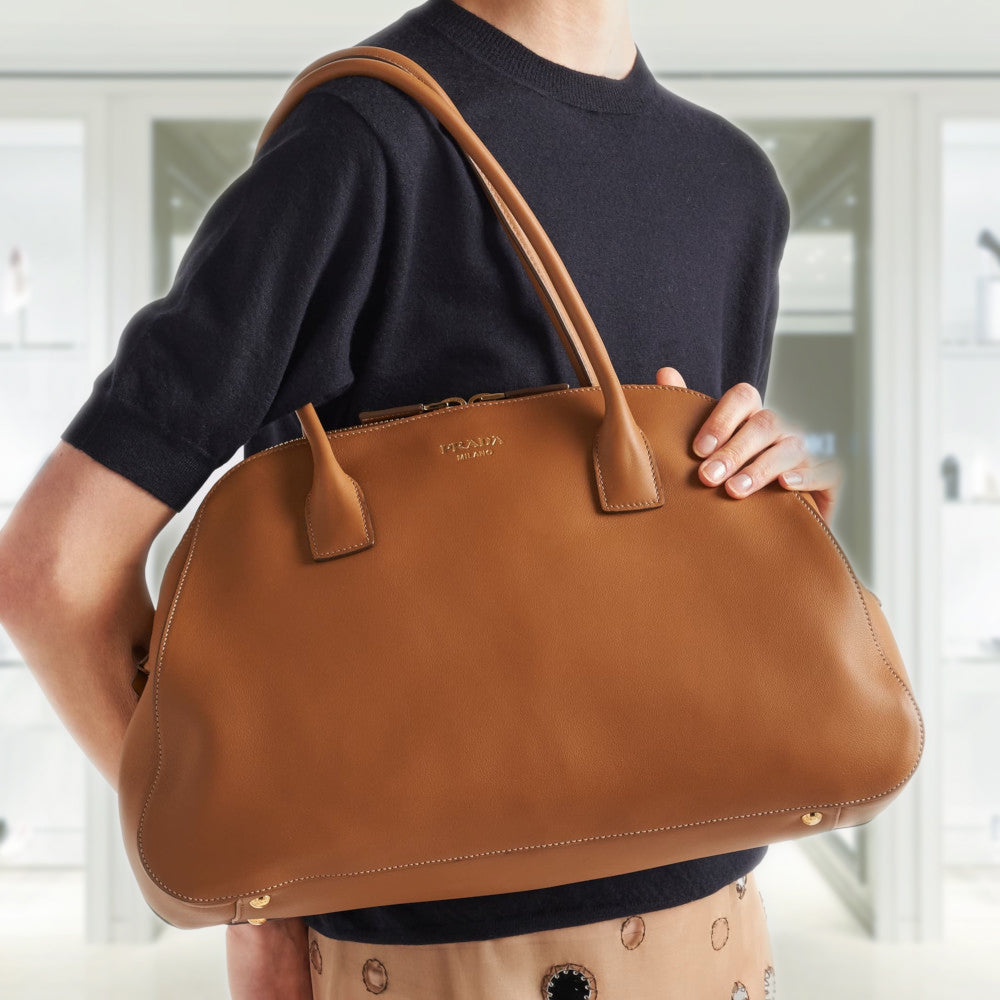 PRADA シッフ 大きい トトハック 1BG522VOOO2CYS F03BH PRADA Medium leather tote bag with zipper closure