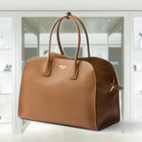 Large leather tote bag with buckles