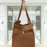 Large leather tote bag with buckles