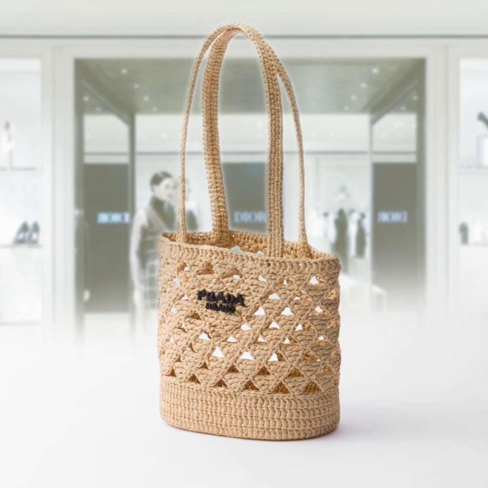 【関税＆送料込み】Prada Crochet Tote Bag Prada Crochet Tote Bag | Blue | FARFETCH