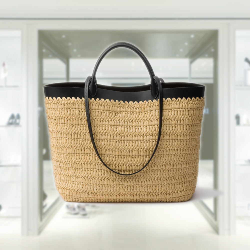 PRADA Medium crochet and leather tote bag