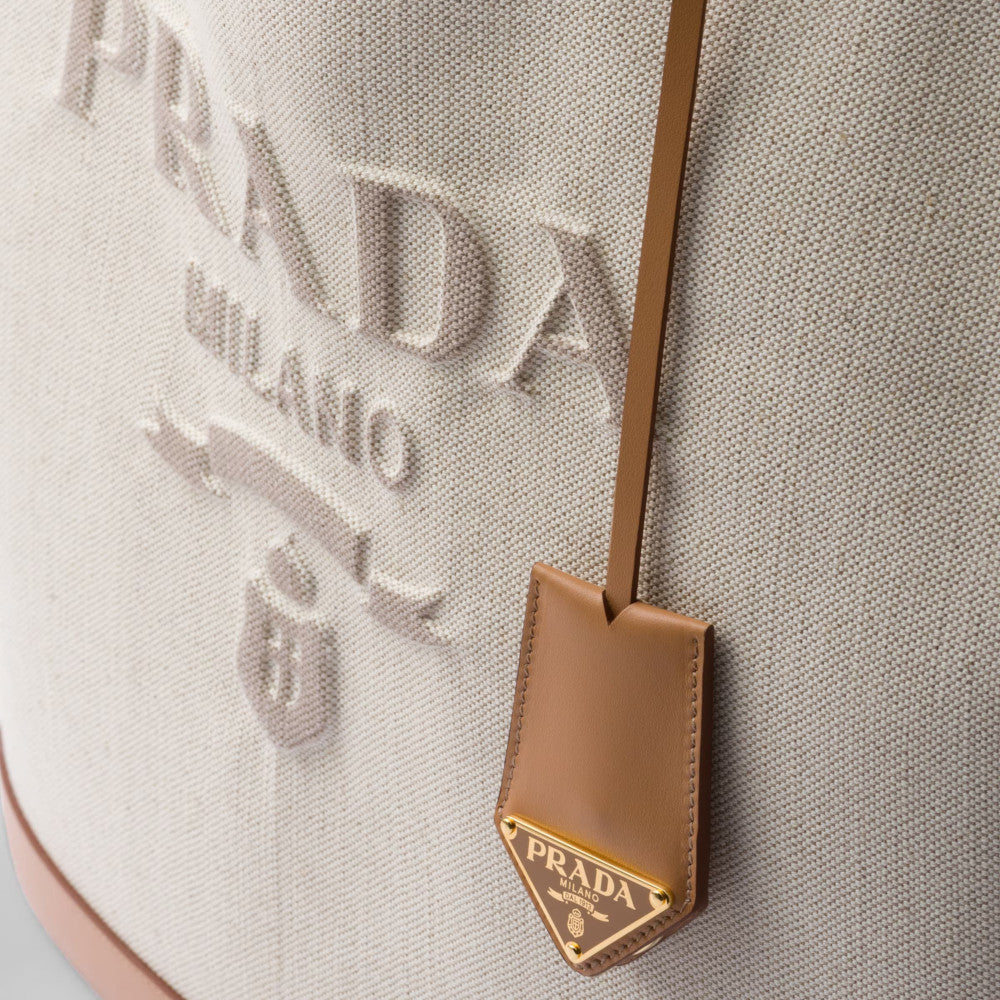 トートバッグ PRADA 1BG554_2CX9_F0018 LARGE LINEN BLEND BAG+STRAP Natural Prada Jardinière large linen blend handbag | PRADA