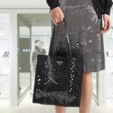 Medium Re-Nylon patchwork tote bag with embroidery