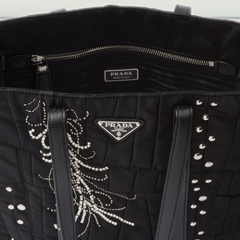 PRADA Medium Re-Nylon patchwork tote bag with embroidery