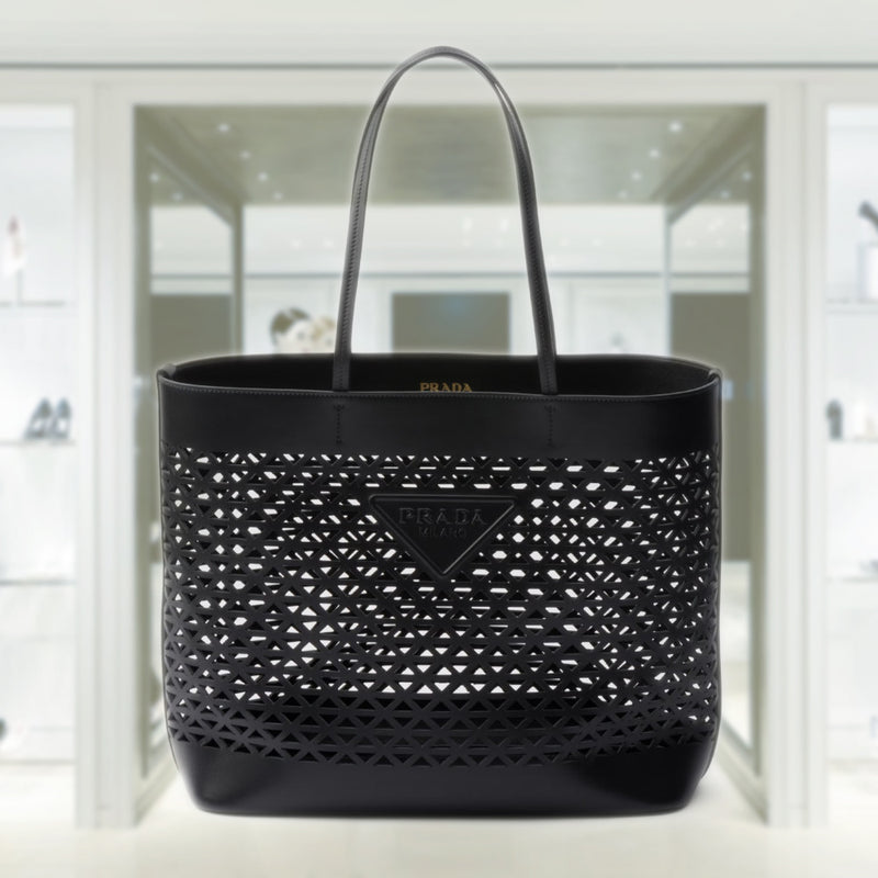 Large perforated leather tote bag