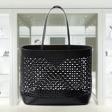 Large perforated leather tote bag