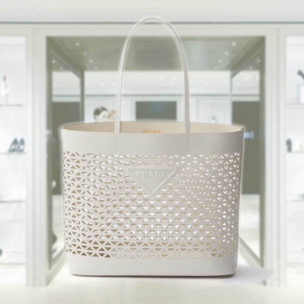 Large perforated leather tote bag