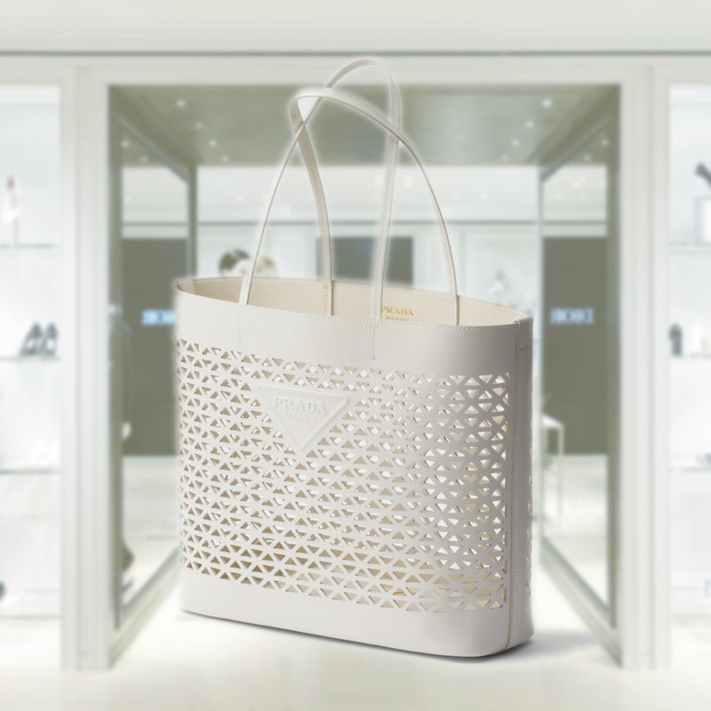 Large perforated leather tote bag