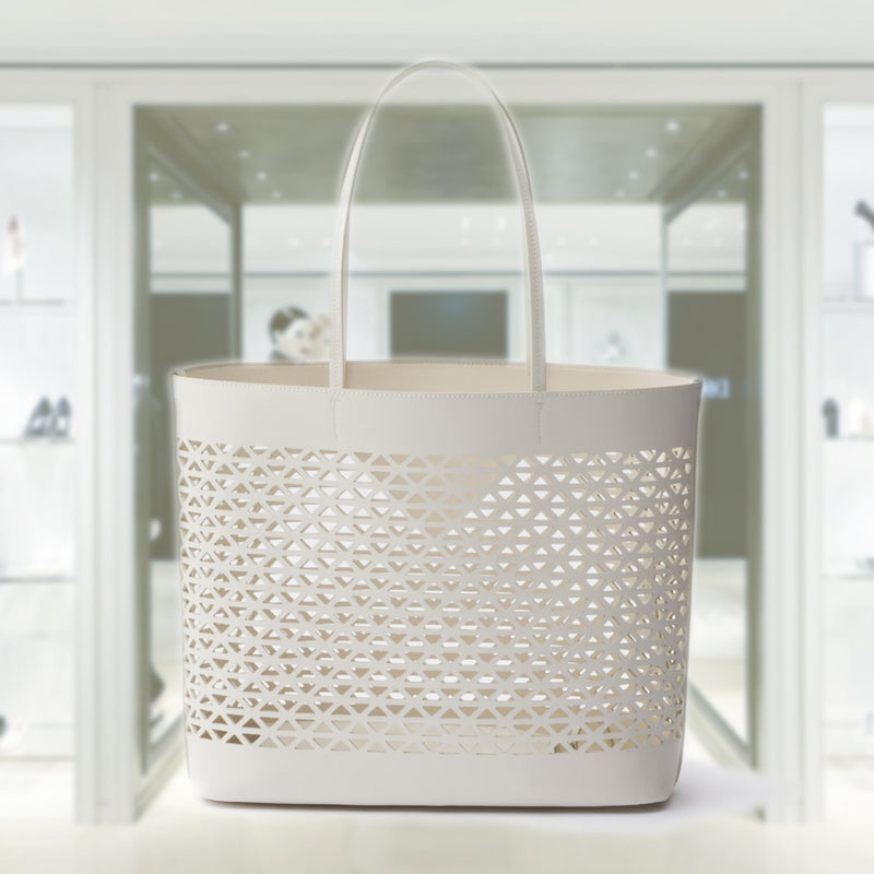 Large perforated leather tote bag