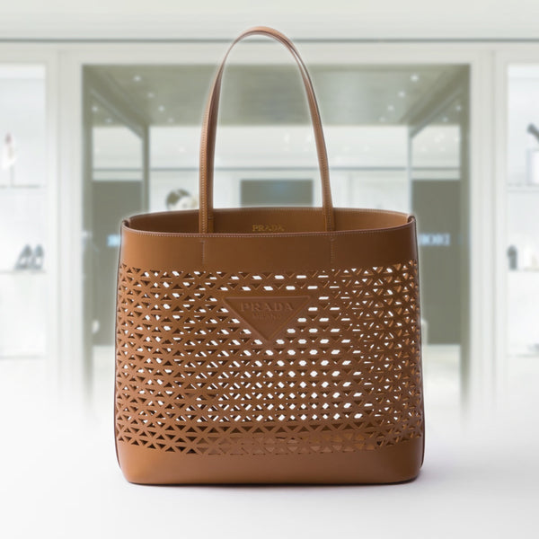 Large perforated leather tote bag