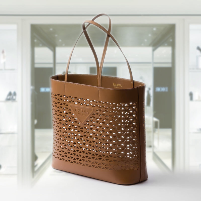 Large perforated leather tote bag