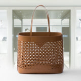 Large perforated leather tote bag