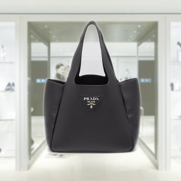 ハンドバッグ PRADA | Leather tote reverse stitching 25*21.5*14cm 1BG335 White/Black Small leather tote bag | PRADA