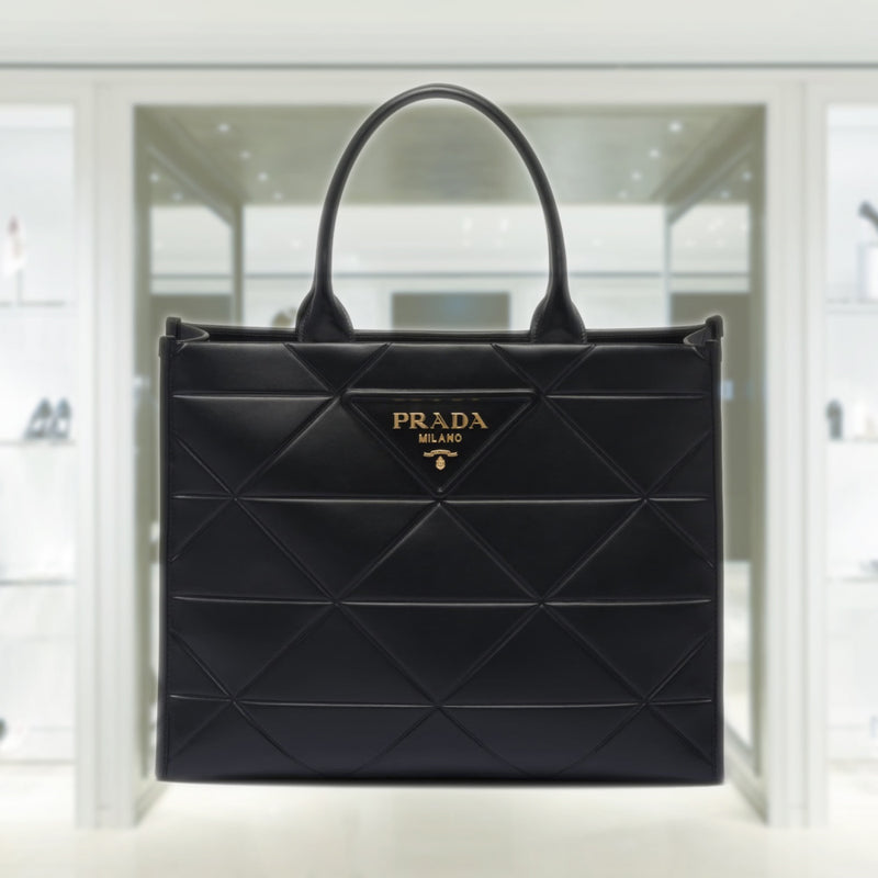 Large leather Prada Symbole bag with topstitching