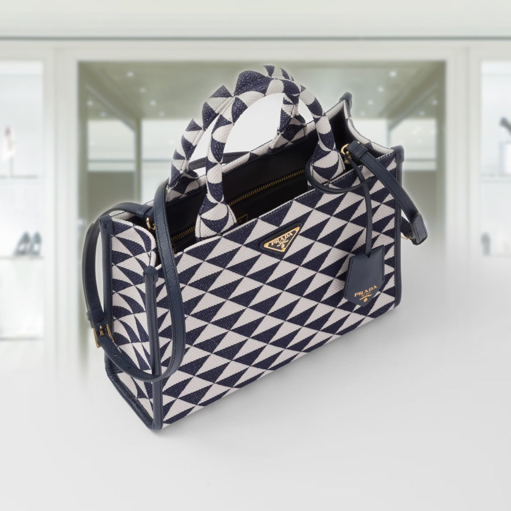 PRADA Small Prada Symbole embroidered fabric handbag