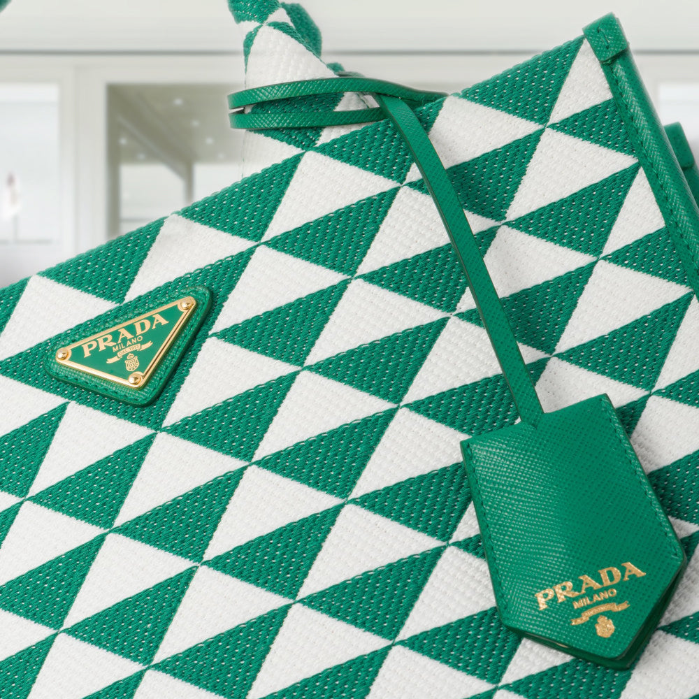 PRADA Small Prada Symbole embroidered fabric handbag