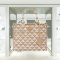 PRADA Small Prada Symbole embroidered fabric handbag