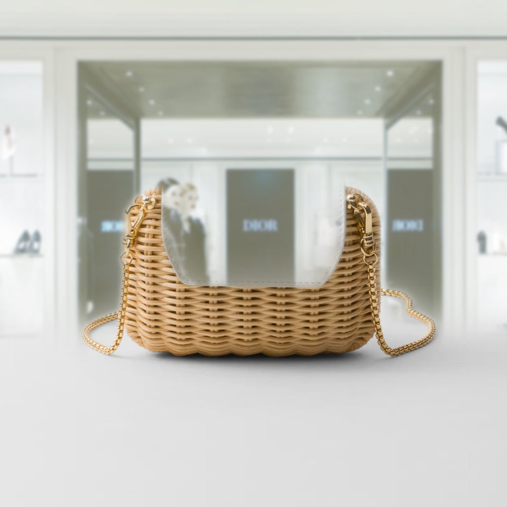 【希少】PRADA Wicker ロゴ入り カーフスキン ミニバッグ 2色 PRADA Wicker and leather mini-pouch 1NR025_2CYC_F0934