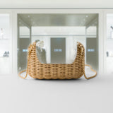 Wicker and leather mini bag