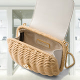 Wicker and leather mini bag