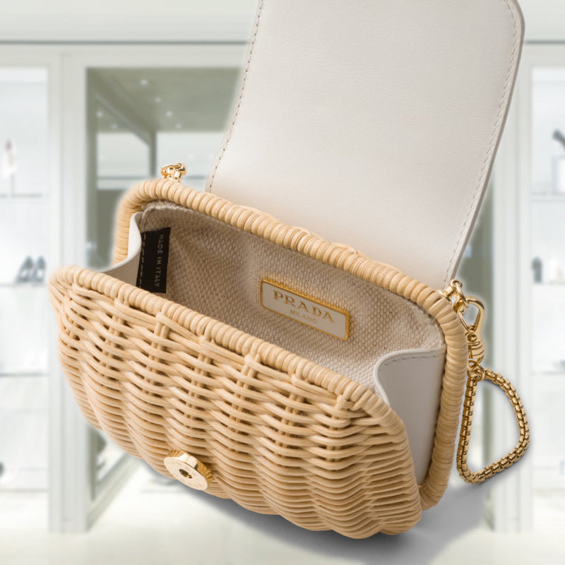 Crossbody Bag Prada Rattan PRADA Wicker And Leather Mini Bag