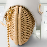 Wicker and leather mini bag