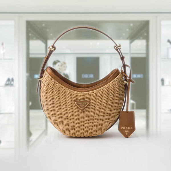 Wicker and leather Prada Arque bag