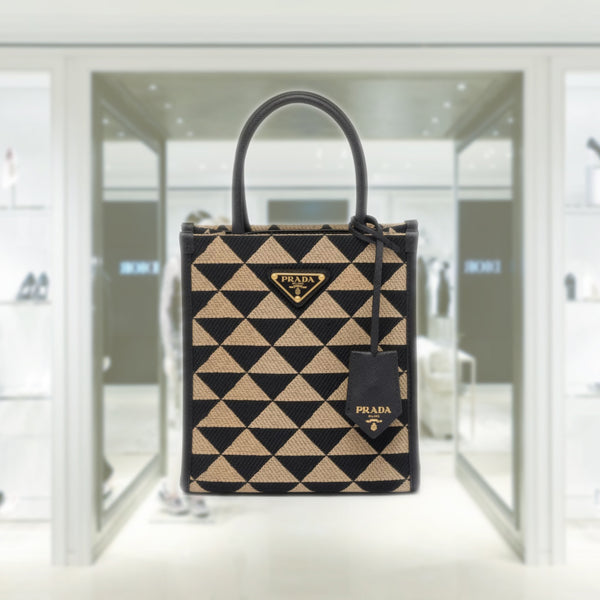 トートバッグ Prada Embroidered Fabric Small Symbole Shopping Bag Prada Embroidered Fabric Small Symbole Shopping Bag