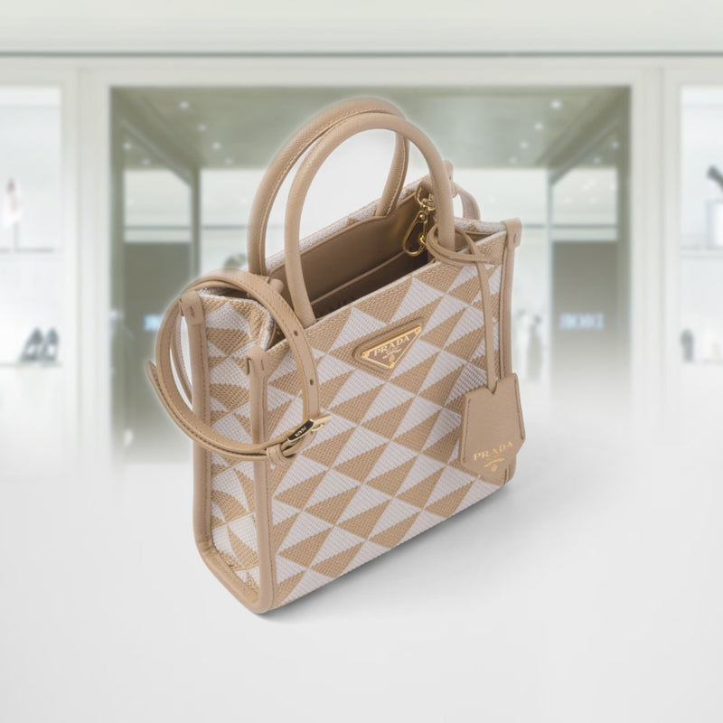 Prada Symbole embroidered fabric mini bag