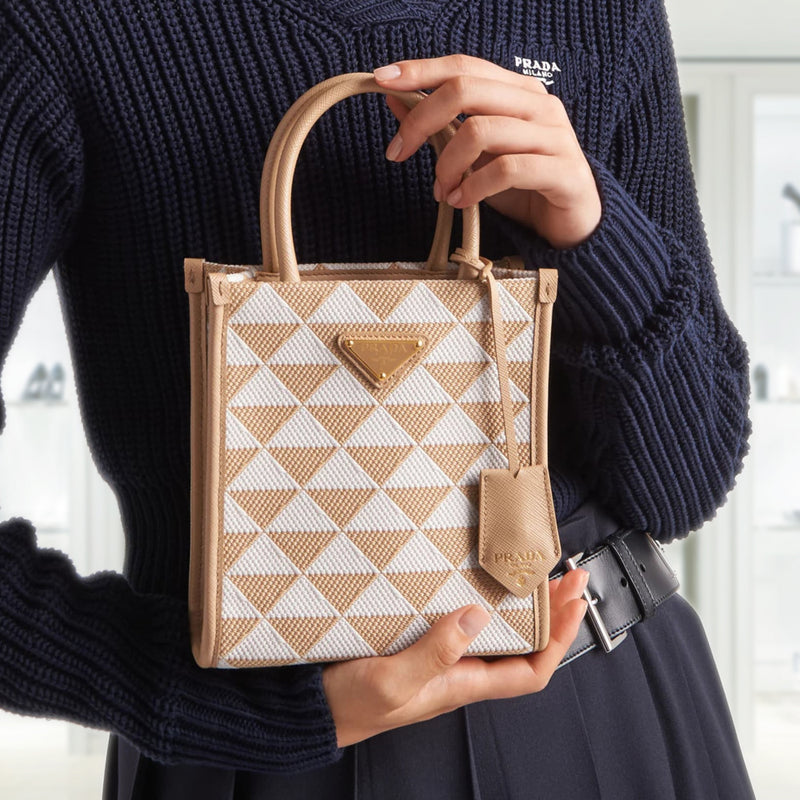 Prada Symbole embroidered fabric mini bag